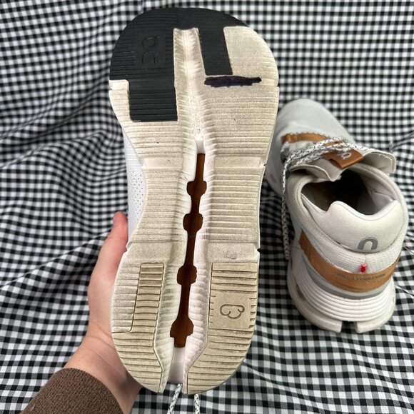 On Running Women's Cloudnova Low Top Walking Runner Sneakers Brown White Size 10 - Picture 6 of 7